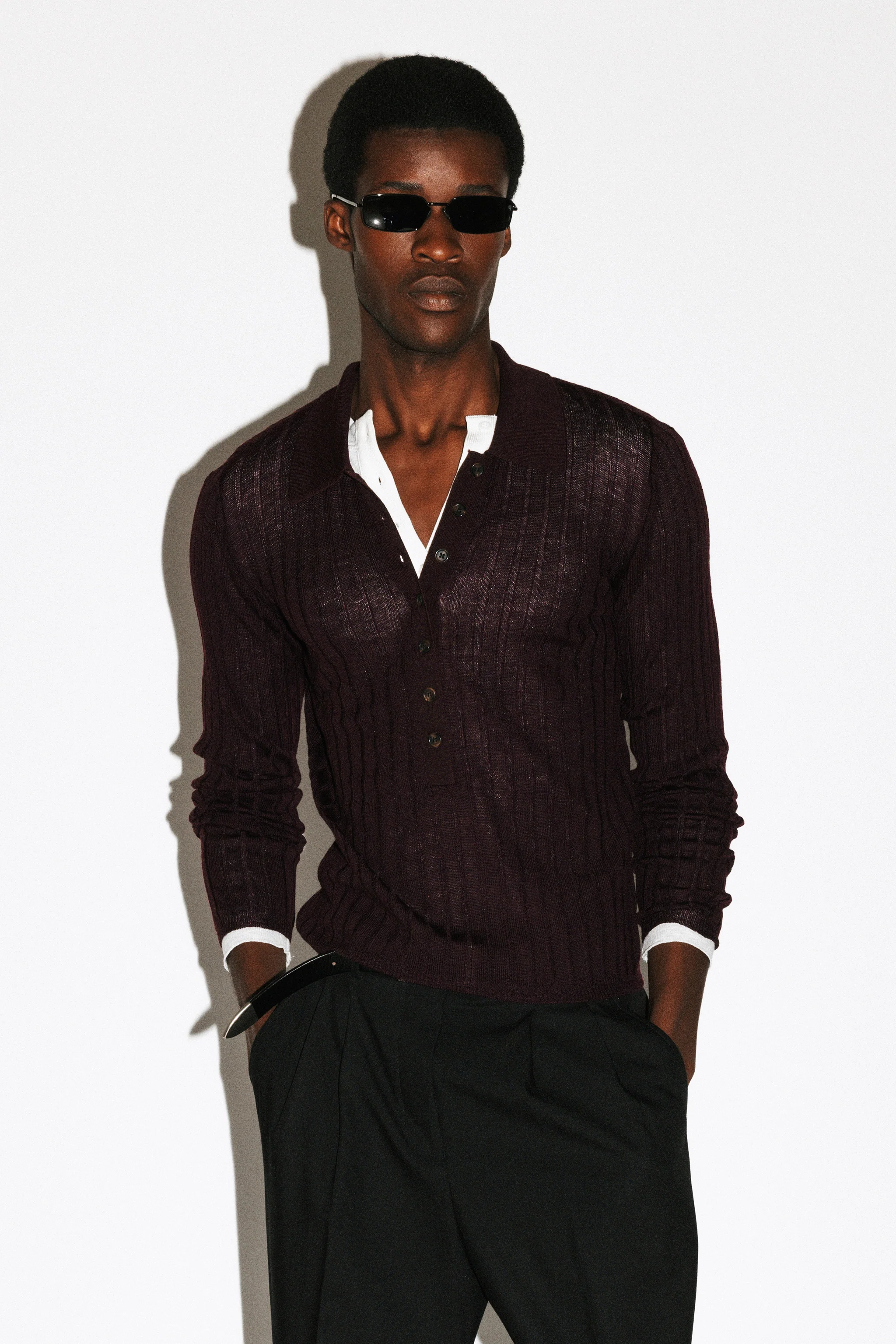 Harland Ribbed Knit Polo - Image 9
