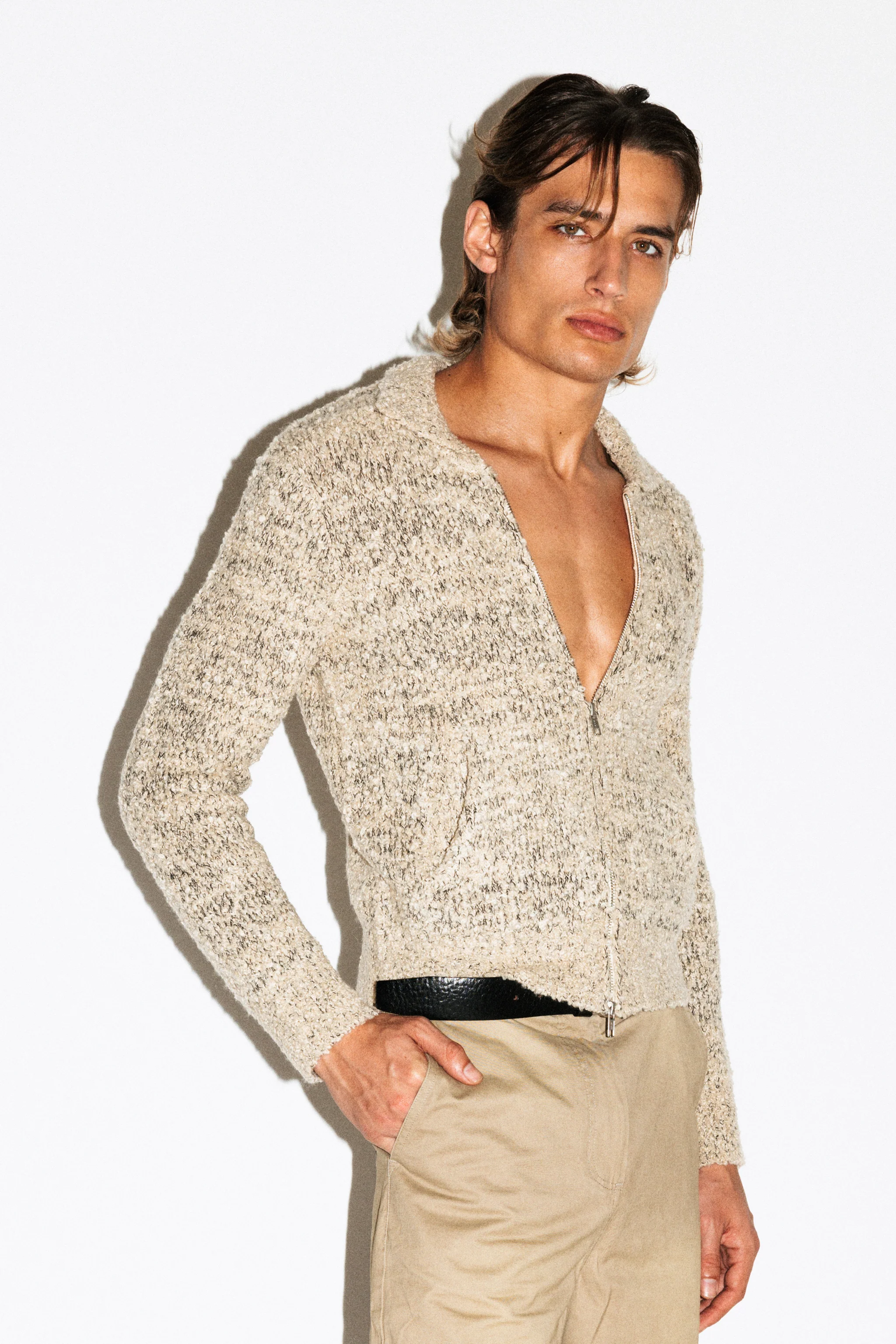 Hoover Textural Slim Zip Cardigan - Image 10