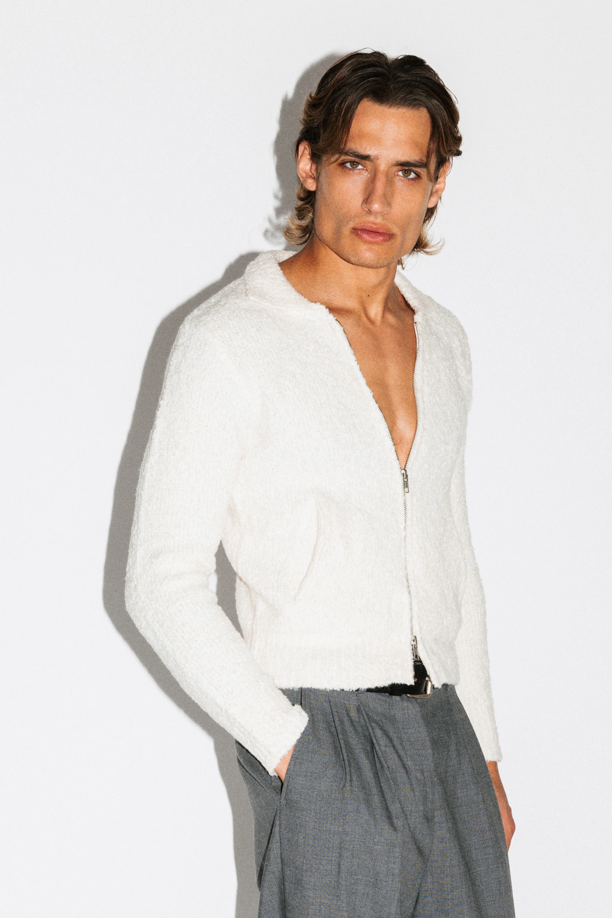 Hoover Textural Slim Zip Cardigan - Image 14