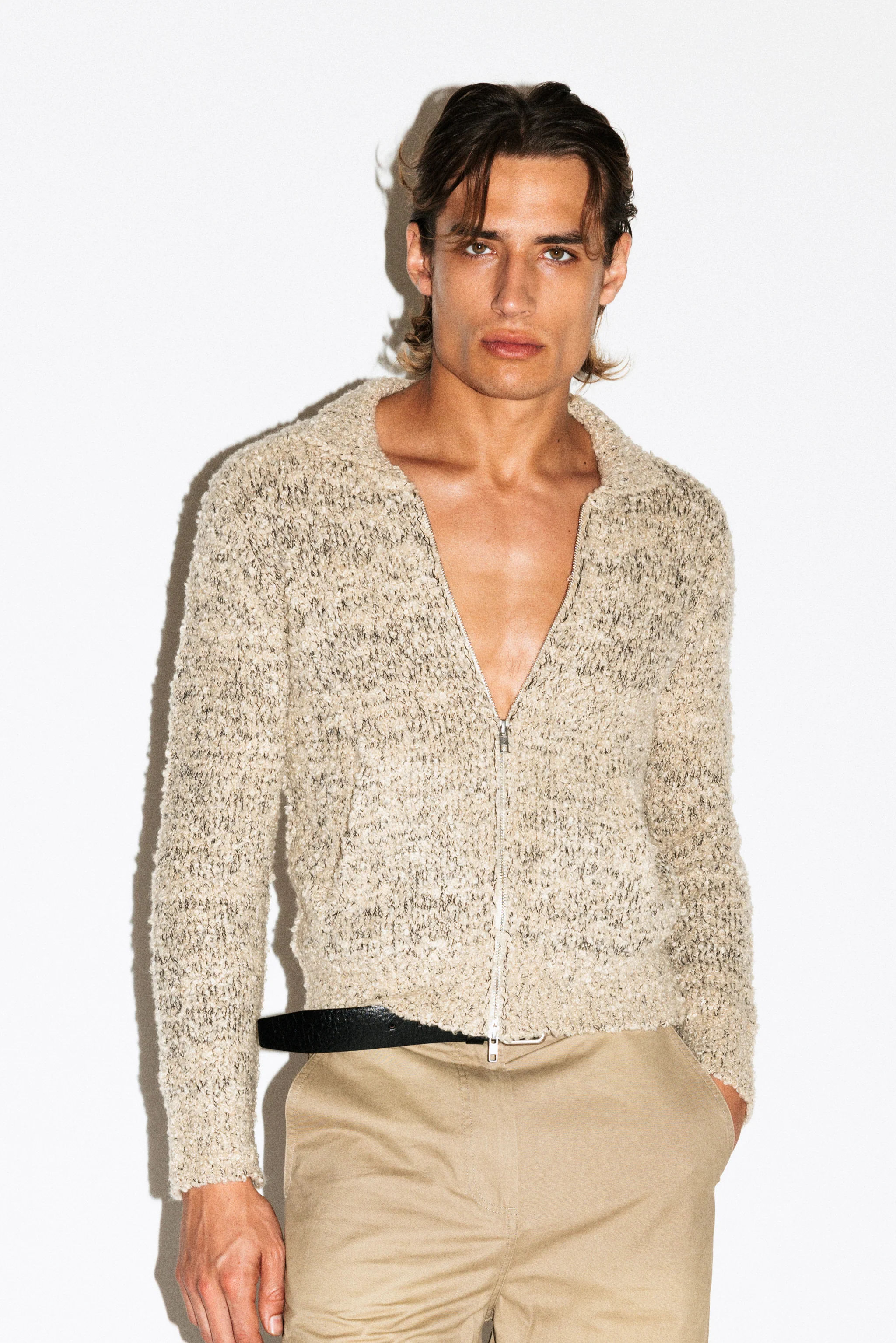 Hoover Textural Slim Zip Cardigan - Image 9