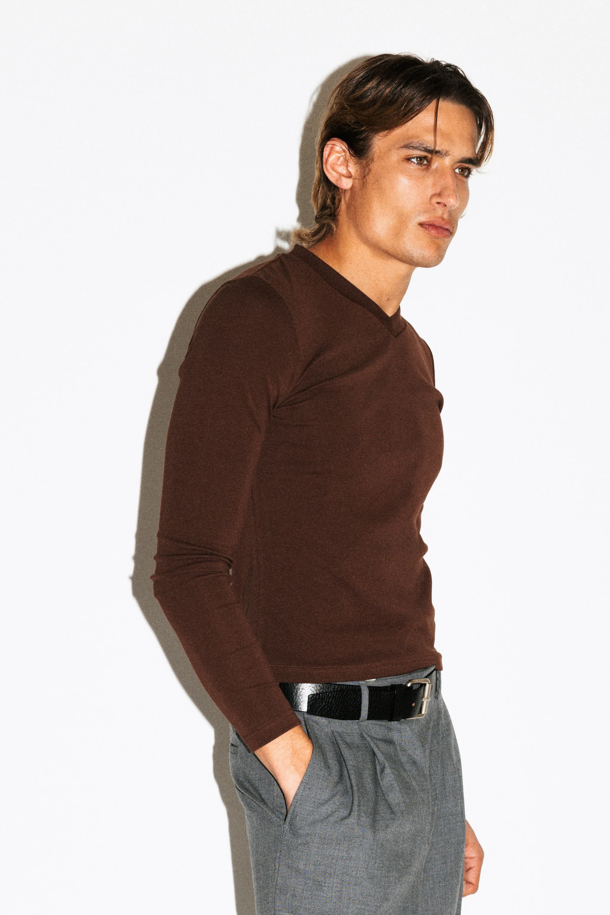 Scott Slim Long Sleeve V-Neck Tee - Image 10