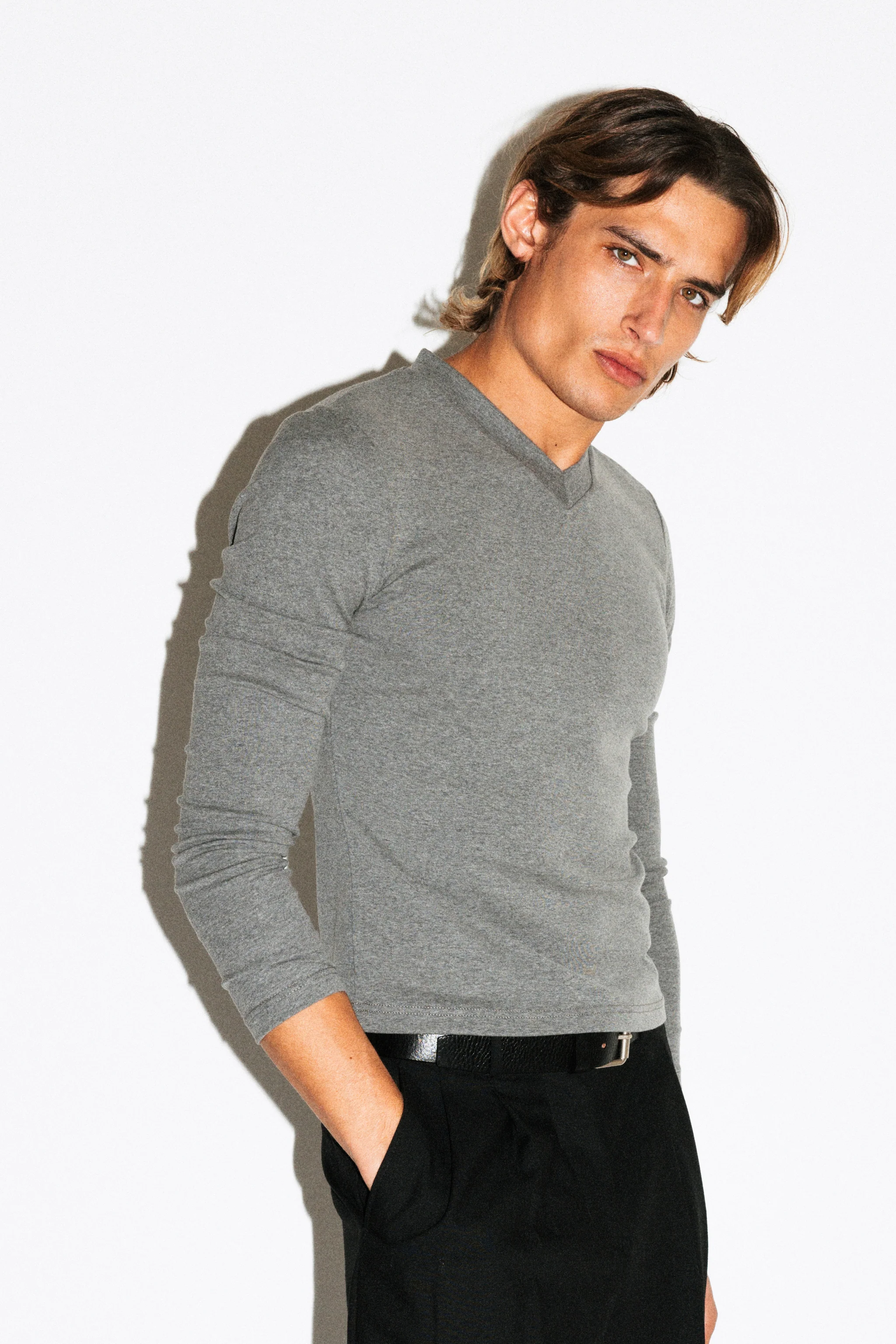Scott Slim Long Sleeve V-Neck Tee - Image 6